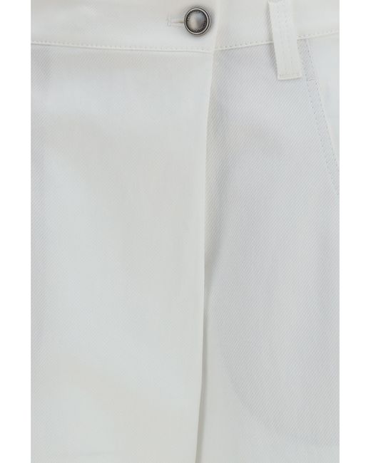 Brunello Cucinelli White Straight-Leg Cotton Pants