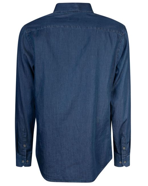 Giorgio Armani Blue Round Hem Plain Shirt for men