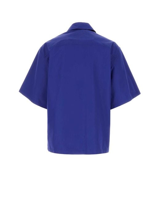 Off-White c/o Virgil Abloh Blue Logo-embroidered Short-sleeve Shirt for men