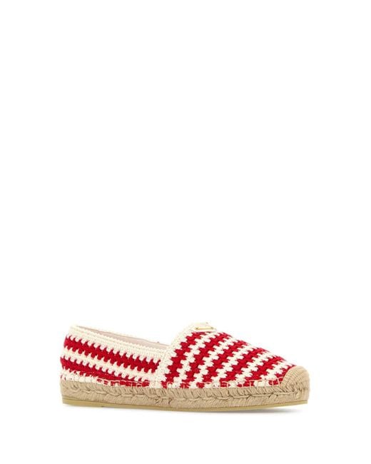 Prada Red Crochet Triangle Espadrilles