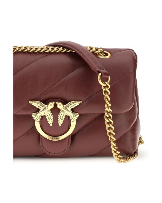 Pinko Purple Love Mini Puff Shoulder Bag Calf Leather Bos Taurus