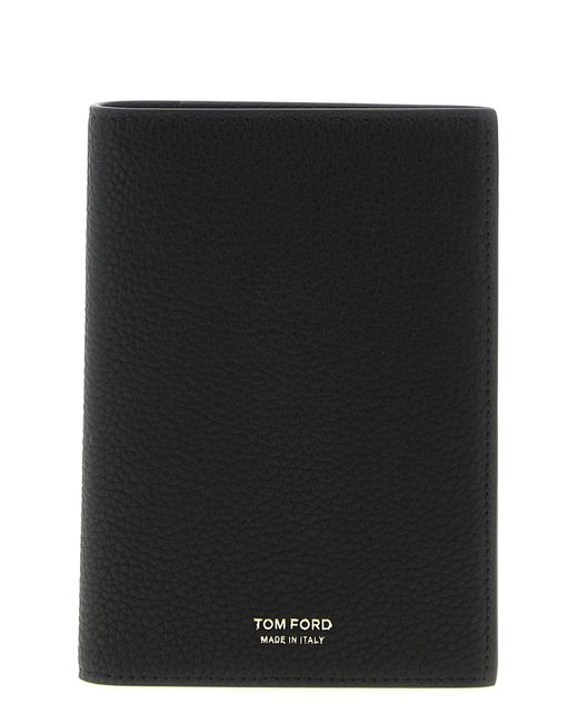 Tom Ford Black Hammered Passport Holder for men