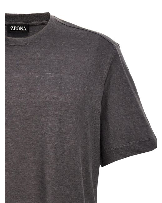 Zegna Gray Linen T-Shirt for men