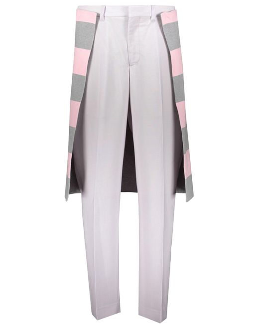 Burberry White Virgin Wool And Mohair Trousers for men