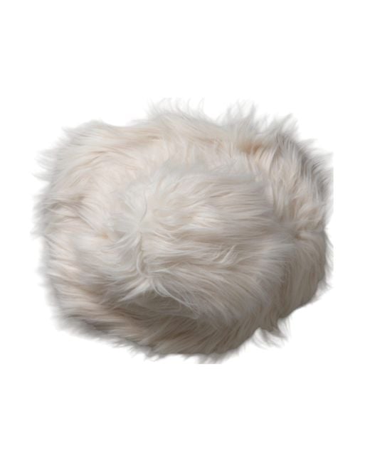 Dolce & Gabbana Natural Acrylic Fur Bucket Hat Modacrylic Polyester