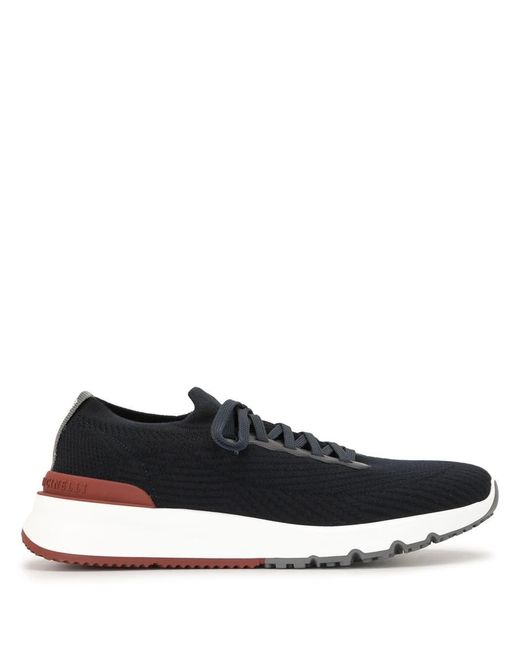 Brunello Cucinelli Black Cotton Lace-Up Sneakers for men