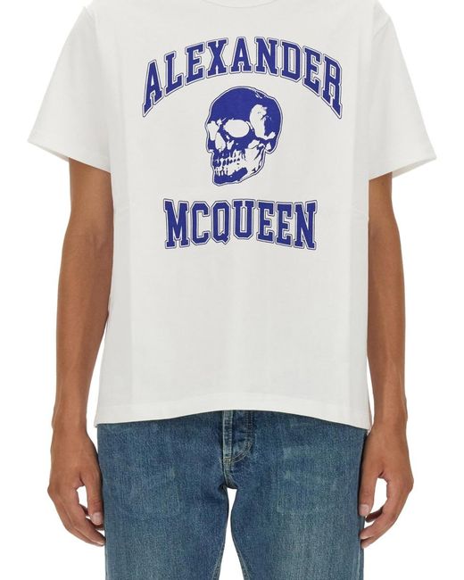 McQueen White Skull Logo T-Shirt Cotton T-Shirts for men