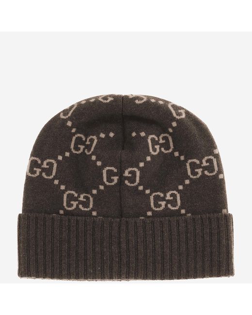 Gucci Black Beanie Gg Cashmere Hat for men