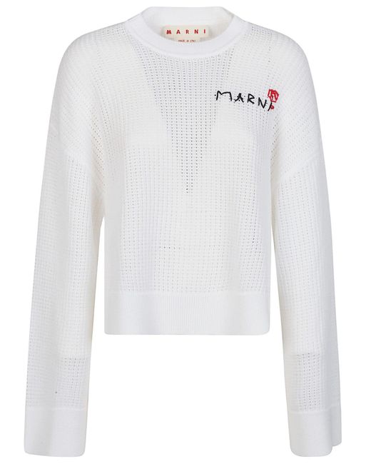 Marni White Round Neck Sweater