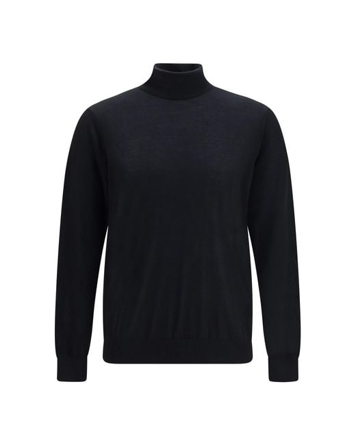 Giorgio Armani Blue Cashmere Turtleneck Sweater Kashmir/Capra Hircus for men