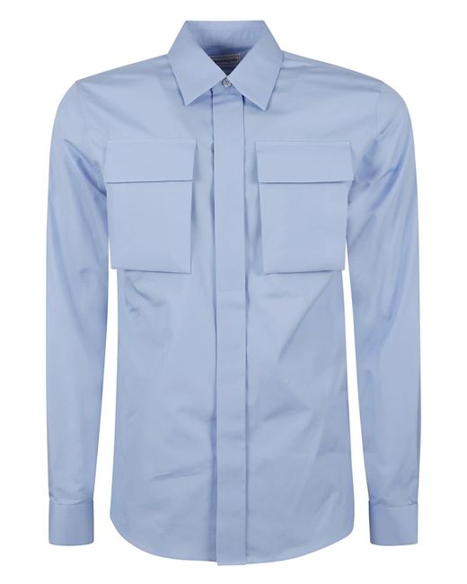 Alexander McQueen Blue High Chest Pocket Shirt for men