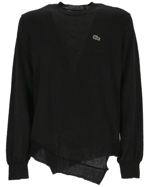 Lacoste Black Shirt X Logo Embroidered Crewneck Jumper for men