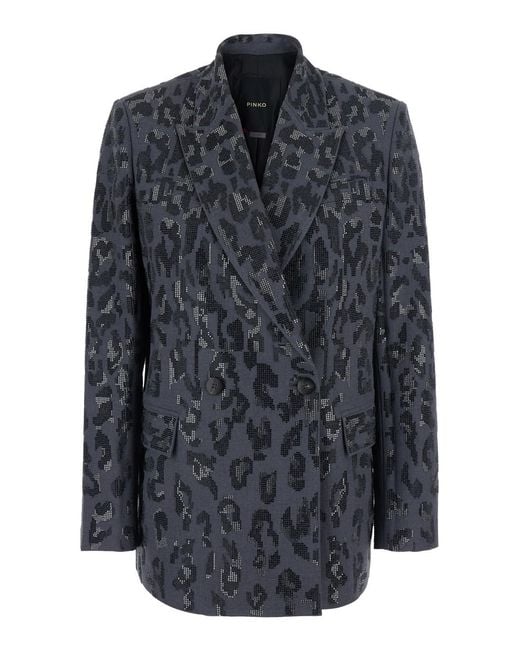 Pinko Black Jacket With Mixed Studs, Polyester Blazers