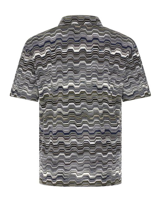 Missoni Gray Irregular Zigzag Shirt Polo for men