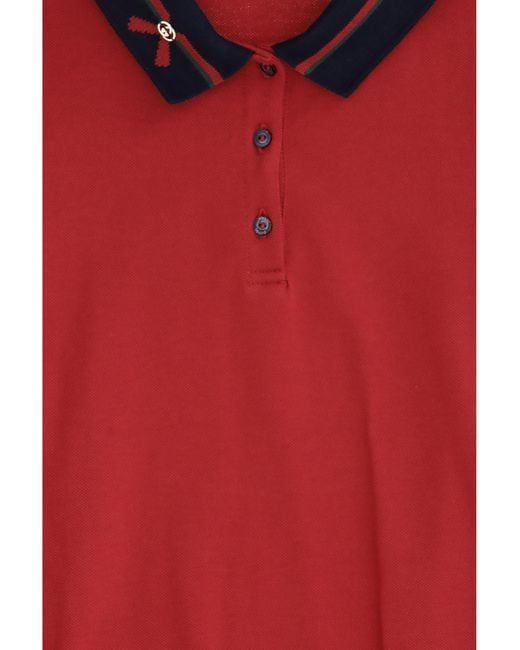 Gucci Red Cotton Polo Dress Cotton; Elastane