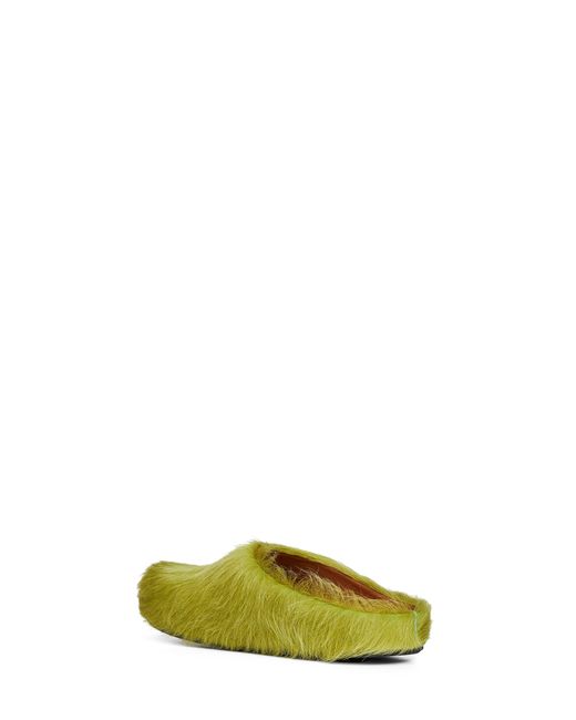 Marni Green Lime Long Hair Calfskin Fussbett Sabot for men