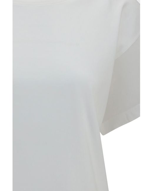 Brunello Cucinelli Gray Cotton T-Shirt With Sheer Sleeves And Side Panels T-Shirts