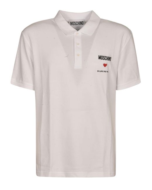 Moschino White In Love We Trust Polo Shirt for men