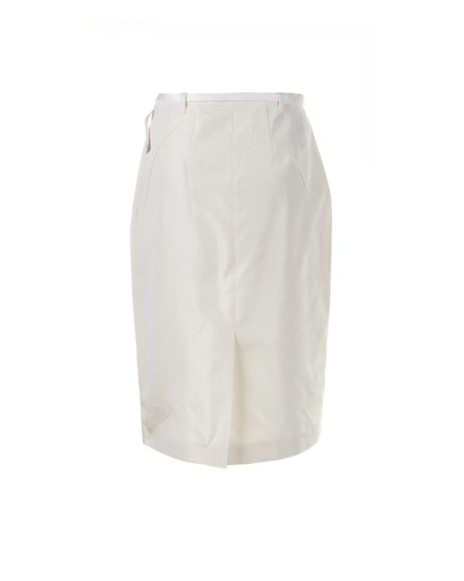 Prada White Midi Skirt With Belt