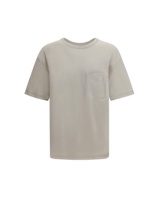 Lemaire Gray Cotton Blend T-Shirt Cotton; Linen T-Shirts for men
