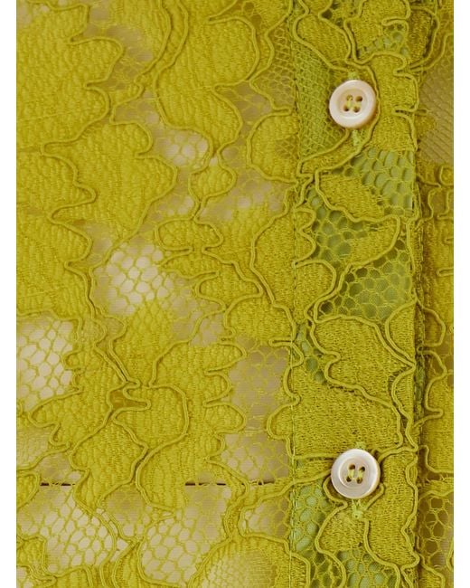 Le Plain Green Shirt Lace Blouses
