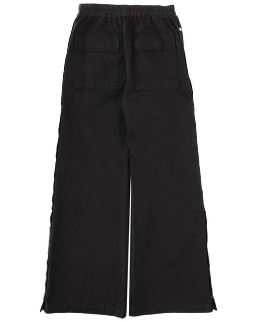 Rick Owens Black Trousers Wide Pusher Cotton for men