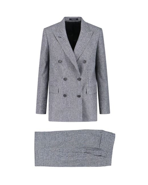 Tagliatore Gray Double-Breasted Virgin Wool Suit