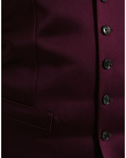 Dolce & Gabbana Purple Satin Silk Waistcoat Dress Formal Vest for men