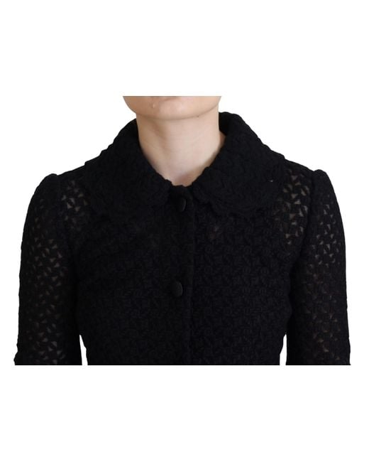 Dolce & Gabbana Black Elegant Wool Blend Button Down Jacket