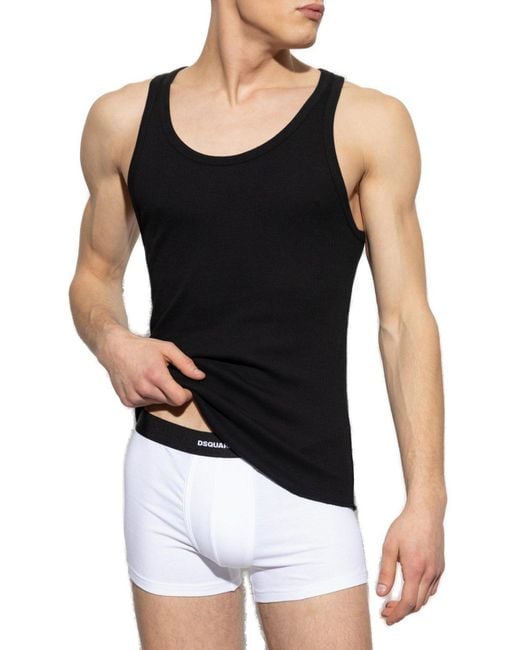 DSquared² Black Two-Pack Sleeveless T-Shirts for men