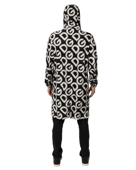 Dolce & Gabbana Black Logo Print Hooded Jacket for men