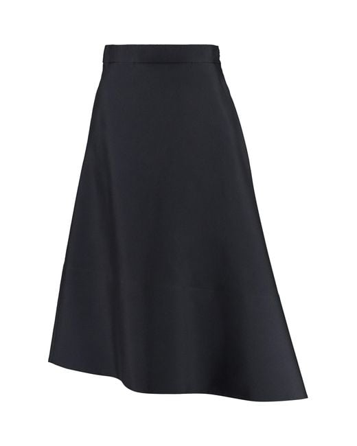 Jil Sander Blue A-Line Midi Skirt