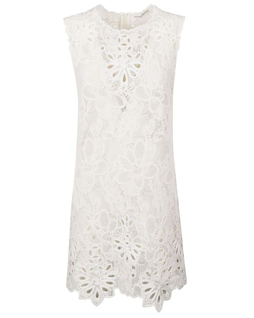 Ermanno Scervino White Floral Laced Dress