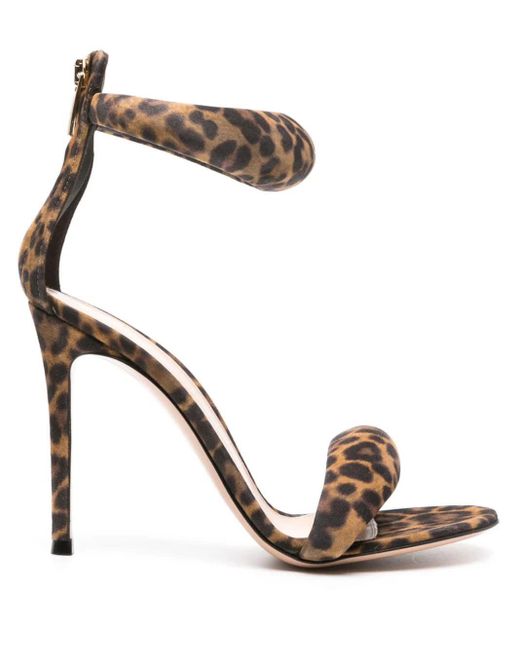 Gianvito Rossi Metallic Leopard Suede Bijoux Sandals