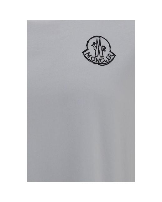 Moncler Gray Cotton T-Shirt for men