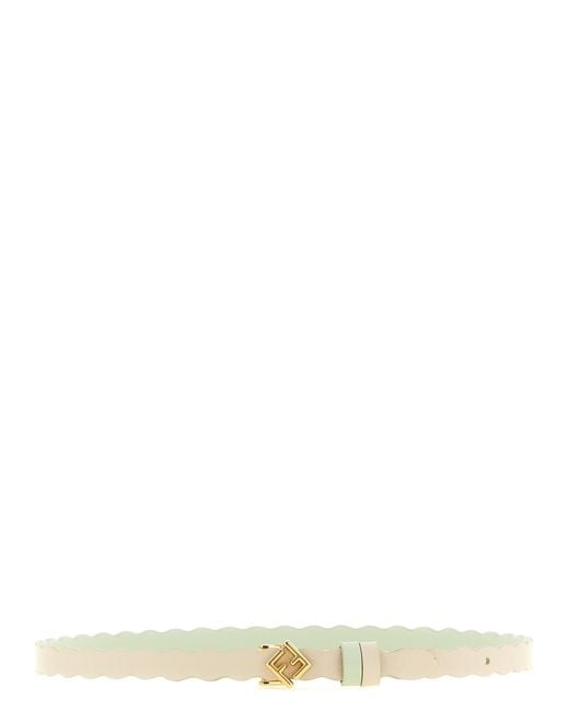 Fendi White Calfskin Regular Belt
