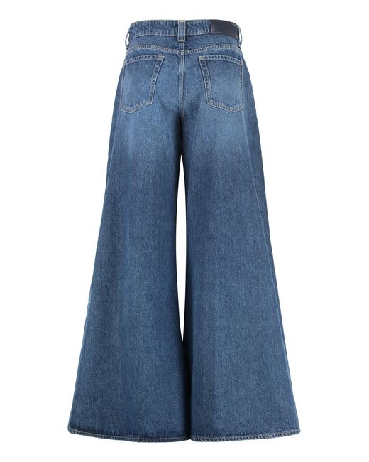 7 For All Mankind Blue Wide-Leg Jeans Willow Denim Cotton