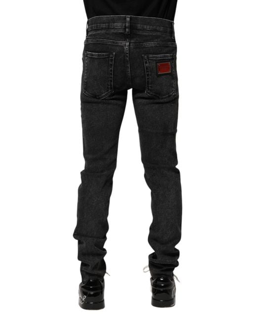 Dolce & Gabbana Black Cotton Skinny Men Denim Jeans for men