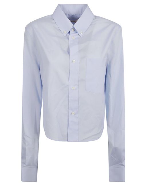 Marni Blue Long-Sleeved Crop Shirt