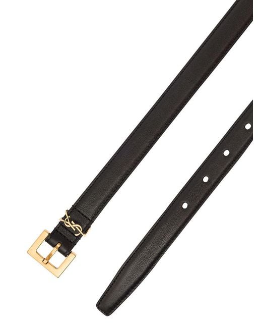 Saint Laurent White Leather Belt With Gancini Buckle — Calf