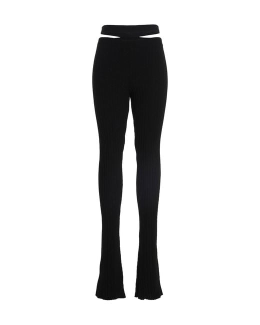 ANDREADAMO Black Ribbed Flared Trousers Pant