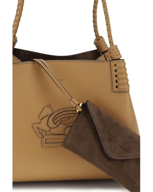 Etro Natural Libra Shopping Bag Calf Suede Shoulder