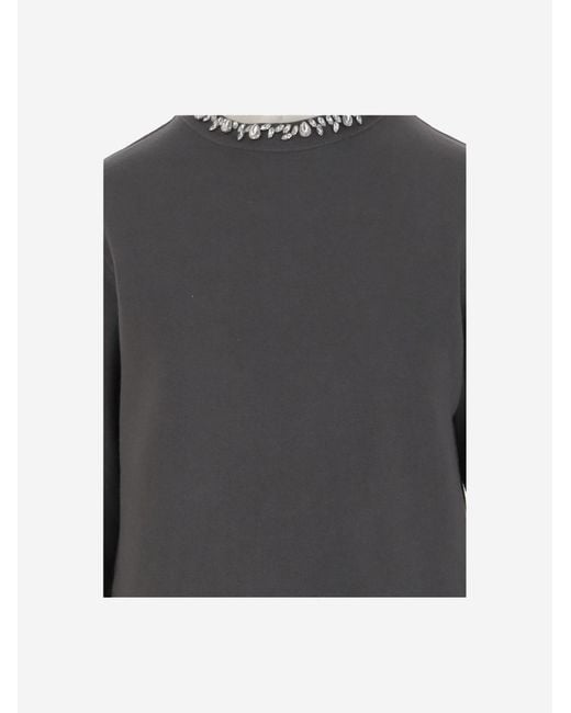 Golden Goose Deluxe Brand Gray Cotton Sweatshirt With Crystals