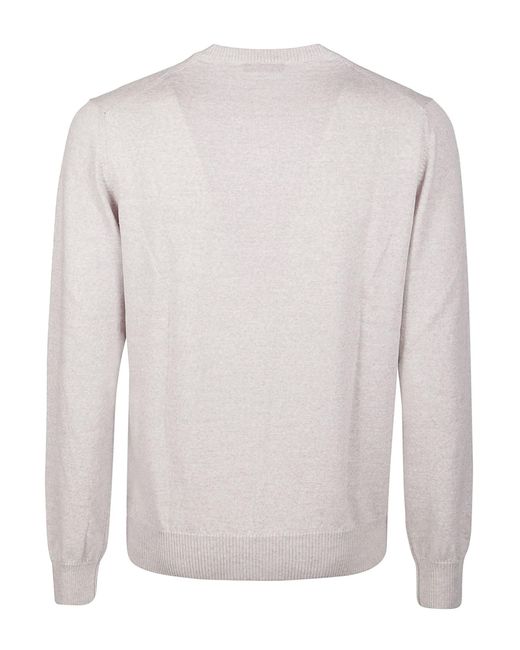 Fay White Round Neck Sweater for men