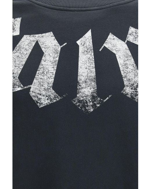 Palm Angels Blue Big Neck Logo Sweatshirt Cotton Sweatshirts for men