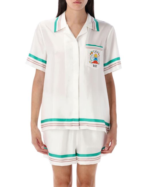 Casablanca White Casa Way Short Sleeves Silk Shirt