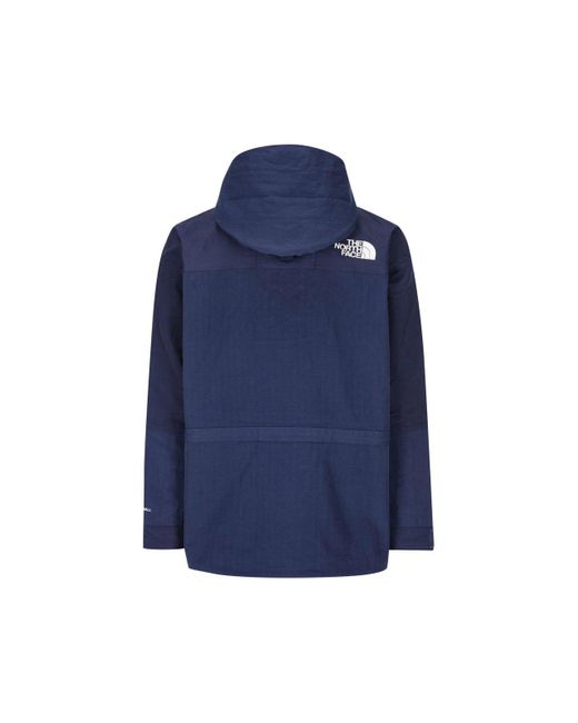 The North Face Blue Ripstop Mountain Logo Embroidered Hooded Jacket for men