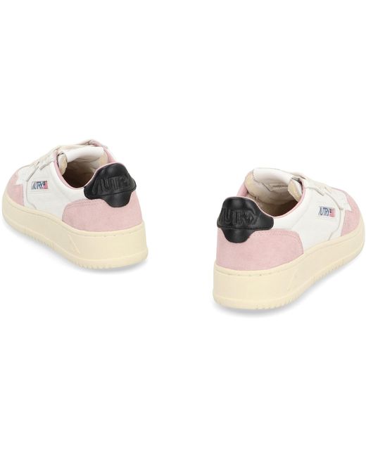 Autry White Leather Sneakers With Contrasting Heel Cow Hide Trainers