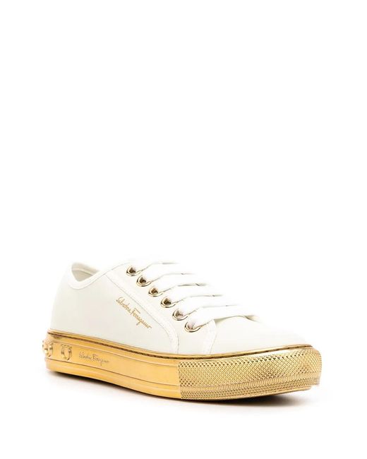 Ferragamo Natural Tully Gancini-sole Sneakers