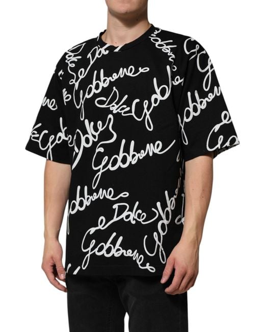 Dolce & Gabbana Black Logo Print Short Sleeve Tee for men